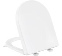 YEAUPE PRO Abattant WC en forme de D avec fermeture amortie - En polypropylène blanc - Charnières à dégagement rapide pour un nettoyage facile - Fixations antidérapantes réglables - Fermeture