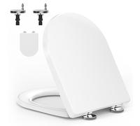 YEAUPE PRO Abattant WC Forme D Fermeture douce Blanc | Polypropylène anti-jaunissement, déclipsable, fixation par le dessus, compatible avec cuvettes forme D WC