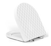 YEAUPE PRO Abattant WC Forme D Motif Losange, Cuvette Toilette avec Frein de Chute, Lunette WC avec Fermeture en Douceur, Lunette de Toilette Blanche Universelle, 43,5 * 36,2 * 5,1 CM