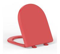 YEAUPE PRO Abattant WC Forme D PP Fermeture Douce Gabarit inclus Rouge | Polypropylène anti-jaunissement, déclipsable, poignée intégrée, fixation par le dessus, compatible avec cuvettes forme D WC