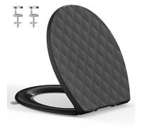 YEAUPE PRO Abattant WC Forme O, Abattant WC avec Frein de Chute, Lunette WC avec Fermeture en Douceur, Lunette de Toilette Universelle et Charnière Réglable, Noir, 44,6 * 37,1 CM