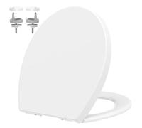 YEAUPE PRO Abattant WC Forme O PP Blanc Frein de Chute avec Gabarit | Polypropylène anti-jaunissement Poignée de levage, Fixation par le dessus Compatible WC Gabarit inclus, 175 kg 44,6 x 37,2 cm