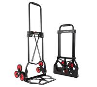 YEAUPE PRO Diable Pliable - Capacité de Charge de 45 kg - Poignée Réglable en Hauteur - avec 2 Cordes d'extension - Transport pour Monter Les escaliers - Noir - 3 Roues