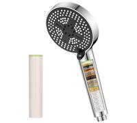 YEAUPE PRO Pomme de douche 6 fonctions 110 mm chromée avec cartouche filtrante remplaçable, pulvérisation haute pression d'économie d'eau, buses anti-calcaire faciles à nettoyer