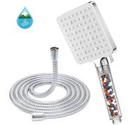 YEAUPE PRO Pommeau de douche et tuyau de 1,6 m avec filtre - Pomme de douche carrée haute pression 6 modes de jet, grand débit puissant pour salle de bain (115 x 100 mm)