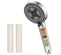 YEAUPE PRO Pommeau de Douche Filtrant 6 Jets Anti-Calcaire, Noir | Pommeau De Douche Haute Pression, Filtration Renforcée À 25 Étapes, Anti-Calcaire, 2 Filtres Inclus, Installation Universelle