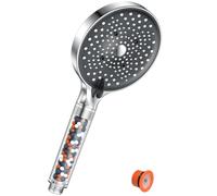 YEAUPE PRO Pommeau de Douche Haute Pression 6 Jets Anti-Calcaire Ø130 mm | Chrome économie d'eau, filtration, buses anti-calcaire, raccord universel G1/2, installation sans outil