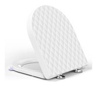 YEAUPE PRO Siège de toilette en polypropylène en forme de D avec fermeture douce et dégagement rapide | Finition texture diamant | Accessoire de salle de bain facile à installer et durable