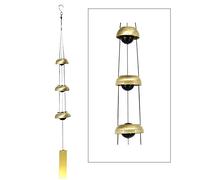 YeBon Carillon à vent Feng Shui en cuivre à 3 cloches à suspendre pour décoration de fenêtre de jardin, excellent comme cadeau de qualité (doré)
