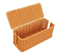 Yechiry Boîte de Gestion de Câbles en Rotin avec Couvercle, Boîte de Rangement de Multiprise Tissée à la Main, Cache-câble Respirant, Couverture à 180 Degrés pour Meuble TV de Bureau à