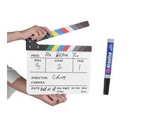 Yechiry Clap Professionnel en Acrylique, Ardoise d'action Découpée pour Réalisateur de Film TV, Marqueur avec Gomme et de Lettres Claires, Fermeture Stable, Aimant intégré, Idéal pour la Télévision