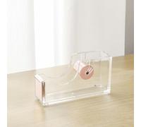 Yechiry Distributeur de Ruban Acrylique, Support de Ruban Rechargeable avec Cutter, Support de Adhésif de Bureau en Acrylique et en Fer pour L'école, le Bureau, la Salle de Classe, (Or Rose)
