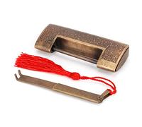 Yechiry Serrure Antique, Cadenas en Cuivre fabriqué à la Main, Idéal pour les Objets de Collection et le Bricolage, Style Ancien Chinois, Comprend t Pièce de Monnaie, 1 unité (Espacement 5cm)