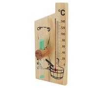 Yechiry Thermomètre de Sauna, Sablier, Minuterie de Mesure Précise avec Jauge de Sable de 15 Minutes, pour Salle de Sauna, Bois de Pin doré