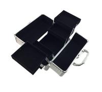 Yechiry Trousse de Maquillage Boîte à Cosmétiques Rangement de Grande capacité pour Salon à Domicile 25x17x17cm Conception Robuste en Alliage D'aluminium (Fond Noir à Bande argentée)
