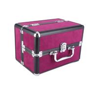 Yechiry Trousse de Maquillage Boîte à Cosmétiques Rangement de Grande capacité pour Salon à Domicile 25x17x17cm Conception Robuste en Alliage D'aluminium (Vin Rouge et Bande Noire Fond Noir)