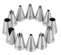 YEDPGUE 10 Pièces Grande Douilles Étoile à pâtisserie en Acier Inoxydable, Embout Poche a Douille Patisserie Douille Cannelée, Décorer Gâteaux Cupcakes Compatible