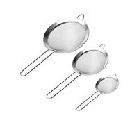 YEDPGUE 3 Pièces Passoire Inox, Tamis Cuisine avec Poignée, Passoires à Huile Passoire Filtre de Maille, pour Pâtisserie, Nouille, Riz, Blanc d'Oeuf (Argent)
