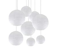 YEDPGUE Lanterne en Papier Blanc Décoration, 8 Pcs Lampion Papier Boule 4" 6" 8" 10", Papier de Riz, pour Mariage, Fête, Anniversaire, Jardin