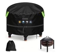 YedZen Housse Brasero 90cm Rond, 600D Oxford PU Imperméable avec 2,8 Msangles à Boucle, 3 Boucles Coupe-Vent et 2 Poignées, Housse de Protection pour Brasero, Panier à Feu, Diamètre 91x50cm