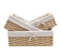 YedZen Lot de 3 Corbeille à Pain Main, 3 Tailles Panier a Pain avec Cadre en Métal et Doublure en Lin Amovible, Panier Pain pour Desserts, Fruits, Légumes, Kaki