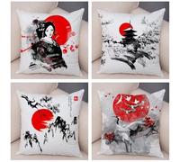 Yeecer Housses de Coussins 45x45cm,Lot de 4 Coussin Canape Décoratives,Paysage Japonais Taie Oreiller,Housse Coussin en Velours Doux,Housse Oreiller Decoration pour Jardin Balcon Salon