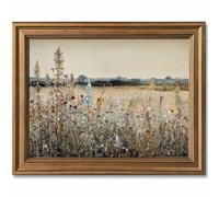 Yeechine Toile murale vintage encadrée dorée - Paysage français classique - Fleurs sauvages - Peinture botanique - Décoration murale pour cuisine, salon (champion Fleuri, 20,3 x 25,4 cm)