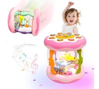 Yeefunjoy Jouet Bebe 6-12 Mois, Océan Projecteur Musical Rotatif Lumineux Jouets Musicaux Rampants Bebe avec Musique Interactifs Tummy Time, Cadeau d'anniversaire Enfant 1 2 3 Ans Garcon Fille (Rose)