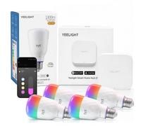 Yeelight Essential Kit de démarrage, pont + 4 ampoules LED E27, 1300 lm, 2700-6500 K, dimmables, 16 millions de couleurs, commande vocale, compatibles Alexa, Google Home, Apple Home et SmartThings