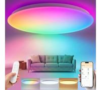 Yeelight Plafonnier LED 60cm, 4800LM RGBCW Intelligent Luminaire Plafonnier, Dimmable 2700K-6500K avec RGB Séparé, Installation Rapide, 16M Couleurs Compatible Alexa & Google, Application/Télécommande