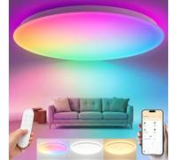 Yeelight Plafonnier LED Intelligent, 50cm 4500LM RGBCW Luminaire Plafonnier, Dimmable 2700K-6500K avec RGB Séparé, Installation Rapide, 16M Couleurs Compatible Alexa & Google, Application/Télécommande