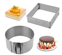 YEENAIV Anneau à gâteau réglable de 16 à 30 cm, rond en acier inoxydable, moule à gâteau, gadgets pour boulangerie, plateau à gâteau, accessoires pour cadre de cuisson, spatule pour gâteaux, pizzas