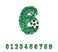 Yeenano Bougie Anniversaire Chiffre6,Bougie 6Ans,Football Decoration Gateau Anniversaire,3D Verte Football Bougie Chiffre,pour Enfants,Garçons et Filles,Décoration d'Anniversaires,Fête d'Anniversaire
