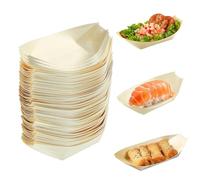 Yeenano Coupelles en Bambou Bateau,50 PCS Plateau Jetable Buffet,Barquette Alimentaire Jetable,Plats De Bateau en Bois Plateaux Service en Bambou,pour Amuse-Bouches,Saucisses,Frites,Sushis,Beignets.