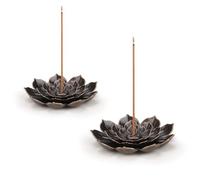 Yeenano Porte Encens de Lotus en Laiton,2 Pièces Brûleur d'Encens en Bâton,Lotus Stick Bruleur Encens Porte à Cône Support Encensoir avec Collecteur Cendres pour Méditation Maison Bureau Yoga Salle