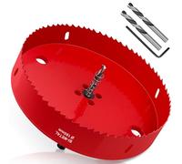 Yeepeo Scie Cloche 180mm, HSS M42 Bi-Métal Scies-cloches Bois 1 Pièce Rouge | Scie à Trous Avec Adaptateur et Foret de Centrage, idéale pour Bois, Plaque de Plâtre, Cloison Sèche, Plastique