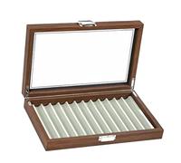 yeeplant Boîte de présentation pour stylos en Bois Grain Noyer, 12 emplacements, Couvercle Transparent, Doublure Velours, Fermeture métallique, étui de Collection, 32 x 20 x 5,5 cm, Cadeau élégant
