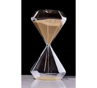 YeGang Sablier traditionnel 5/15/30 minutes - Sablier en forme de diamant transparent - Décoration en verre coloré pour la maison, le bureau, l'étagère, l'apprentissage ciblé (5 minutes, doré)