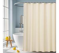 YEGRFJIS Rideau de Douche Beige Crème 180x200cm(LxH) - Tissu Imperméable Simple Rideau de Bain, Qualité Hôtelière Rideau de Douche et Rideau de Bain avec Crochets
