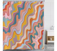 YEGRFJIS Rideau de Douche Motif Abstrait Rétro 160x230cm(LxH) - Vagues Colorées Style Groovy Rideau de Bain, Tissu Imperméable Rideau de Douche et Rideau de Bain pour Décoration