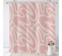 YEGRFJIS Rideau de Douche Motif Vagues Roses 140x200cm(LxH) - Style Rétro 70s Abstrait Rideau de Bain, Polyester Imperméable Rideau de Douche et Rideau de Bain pour Décoration Moderne