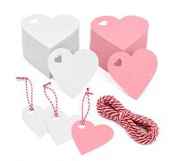 Yeheap 200 Pièces Étiquettes Cadeau, Étiquettes Kraft Coeur avec Ficelle | Valentin Étiquettes Cadeau, Idéales pour Mariage, Noël, Anniversaire, Cadeaux et Créations DIY, Style B