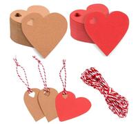 Yeheap 200 Pièces Étiquettes Cadeau, Étiquettes Kraft Coeur avec Ficelle | Valentin Étiquettes Cadeau, Idéales pour Mariage, Noël, Anniversaire, Cadeaux et Créations DIY, Style A