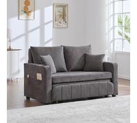YEHTOKHOME Canapé Convertible Multifonctionnel avec Dossier réglable,Ports USB et Porte-gobelets,Moderne canapé 2 Places avec Poche de Rangement et Coussins,pour Salon (Gris)