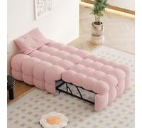 YEHTOKHOME Canapé-Lit Convertible,rembourré lit en Tissu Teddy, Simple lit Multifonctionnel Moelleux,pour Le Salon et la Chambre à Coucher,183x76x42cm (Rose)