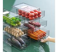 YekouMax Rangement Frigo Transparent, Boite Rangement Frigo, Organisateur Frigo, Fruits du Réfrigérateur, Légumes, Viande et Tiroirs Frais, pas de BPA(2 pièces, Surdimensionné et Taille moyenne)