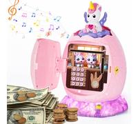 Yellcetoy Tirelire Electronique pour Enfant, Licorne Tirelire Coffre Fort avec Code de Sécurité, Musique et Lumière, Cadeaux de Pâques, d'anniversaire et de Noël pour Filles