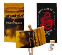 Yellowstone - Lot de 2 Serviettes de Plage Yellowstone avec 2 Serviettes de Piscine Dutton Ranch et Autocollants | 76,2 x 152,4 cm - Serviettes de Plage Yellowstone pour Homme, Femme, Adulte
