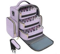 Yelvera Organiseur de vernis à ongles, organiseurs à ongles à 3 couches et sac de transport de rangement, pochettes transparentes amovibles, poches utilitaires latérales, sac de rangement pour