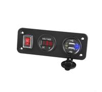 Yelvera Panneau de prise USB avec deux ports de charge .0, voltmètre LED et interrupteur marche/arrêt manuel pour voitures 12 V 24 V pour camions, bateaux et camping-cars (rouge)